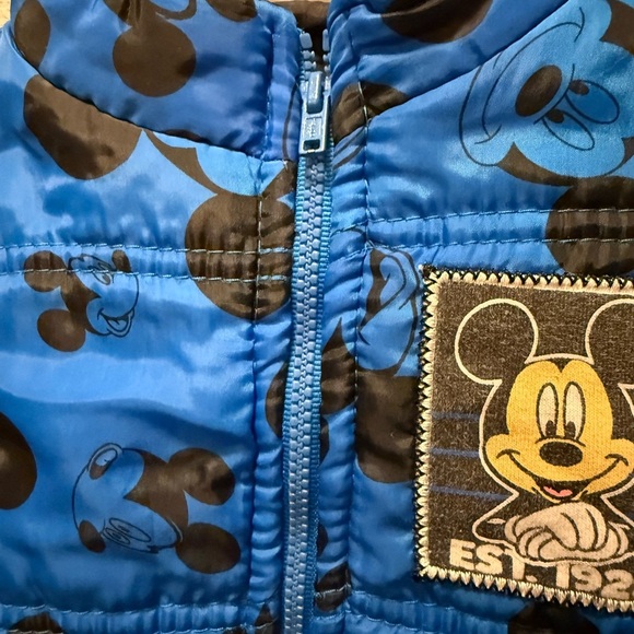 Disney Blue Mickey Mouse Puffer Vest Size 12 Months - Picture 5 of 7